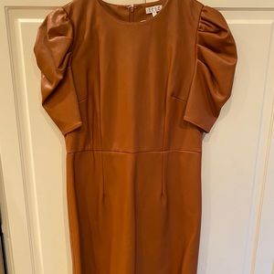 Fraux Leather Puff Sleeve Dress